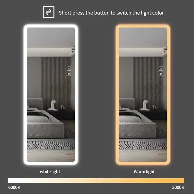 VENETIAN IMAGE Rectangle LED Wall Mirror for Bathroom Vanity Makeup Mirror with 3 Color Mode led |65x22 Inches|
