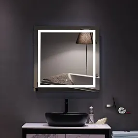 VENETIAN IMAGE Square Wall Mounted Led Mirror for Bathroom Vanity Home Décor | Wall Mirror for Living Room | Square Mirror for Bathroom Wall | 24 x 24 Inch