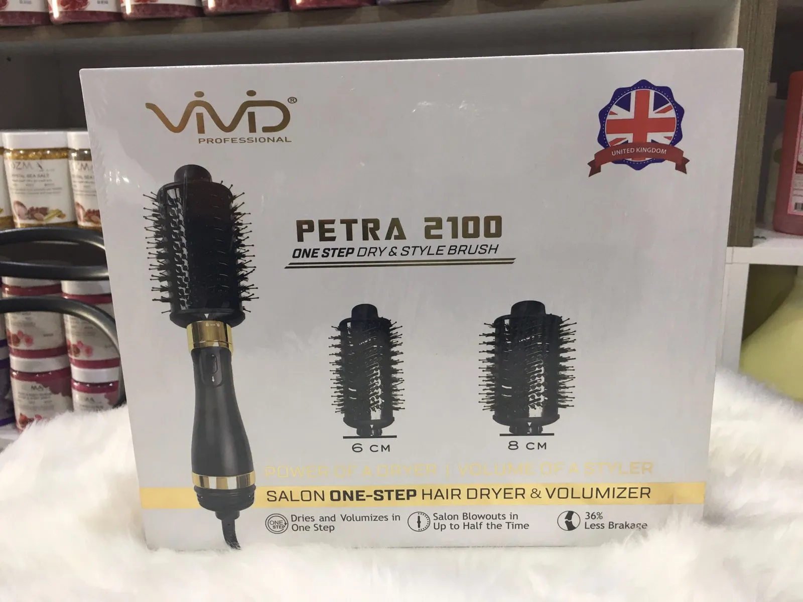 VIVID Professional Blow-dry Hot Air Heated Volumizer Hairdryer Brush,3 Adjustable Temperature,2 unique oval Brush Heads for mid to long hair, Anti-frizz Ceramic Barrel for Fast Drying and Styling.