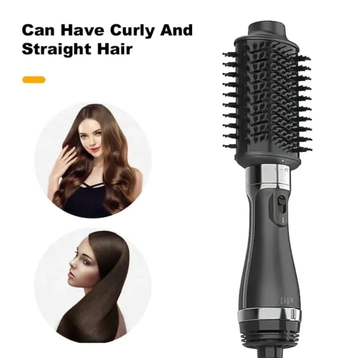 VIVID Professional Blow-dry Hot Air Heated Volumizer Hairdryer Brush,3 Adjustable Temperature,2 unique oval Brush Heads for mid to long hair, Anti-frizz Ceramic Barrel for Fast Drying and Styling.