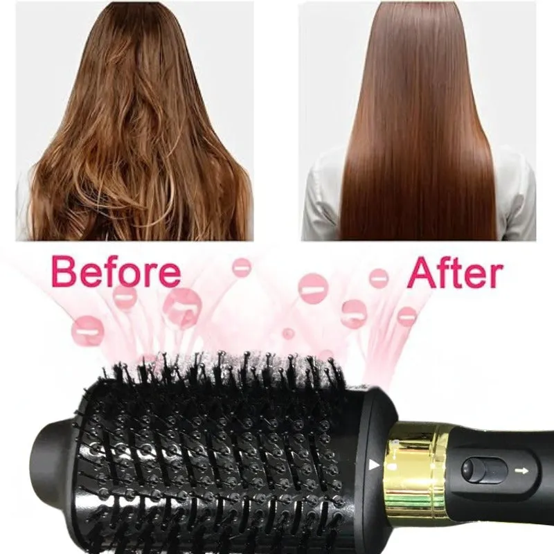 VIVID Professional Blow-dry Hot Air Heated Volumizer Hairdryer Brush,3 Adjustable Temperature,2 unique oval Brush Heads for mid to long hair, Anti-frizz Ceramic Barrel for Fast Drying and Styling.