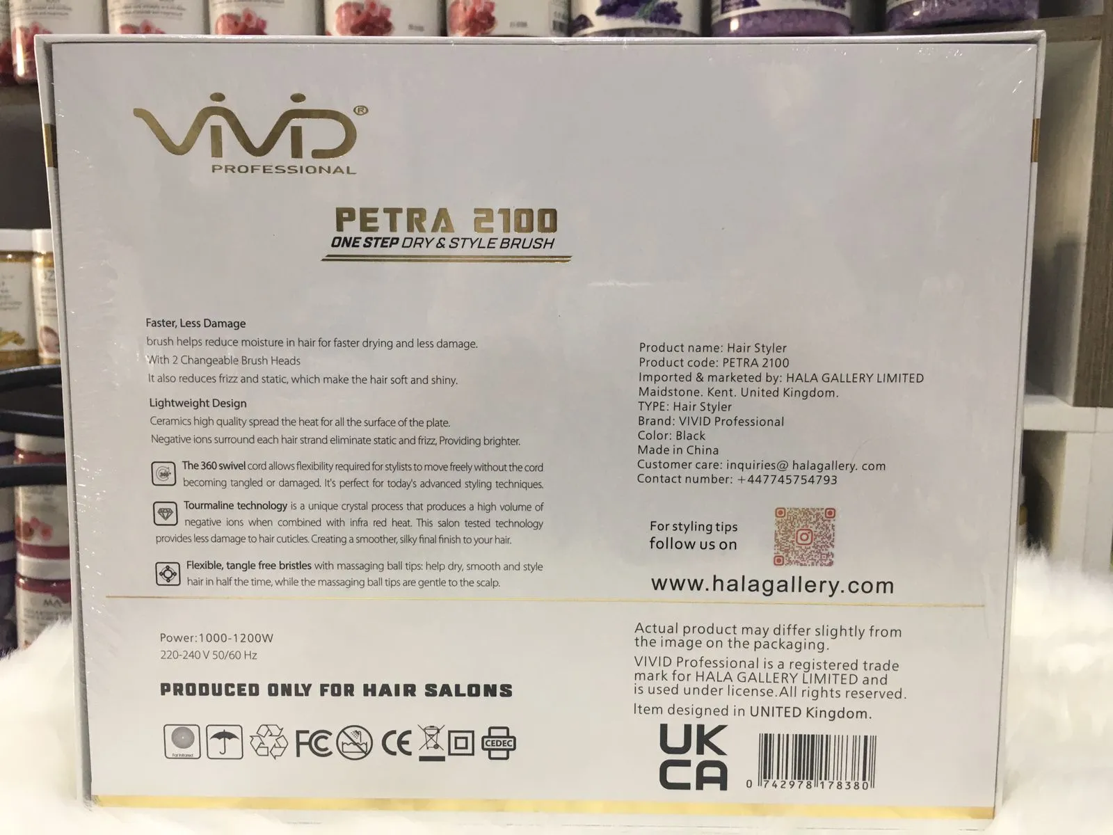 VIVID Professional Blow-dry Hot Air Heated Volumizer Hairdryer Brush,3 Adjustable Temperature,2 unique oval Brush Heads for mid to long hair, Anti-frizz Ceramic Barrel for Fast Drying and Styling.