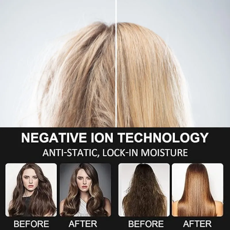 VIVID Professional Blow-dry Hot Air Heated Volumizer Hairdryer Brush,3 Adjustable Temperature,2 unique oval Brush Heads for mid to long hair, Anti-frizz Ceramic Barrel for Fast Drying and Styling.