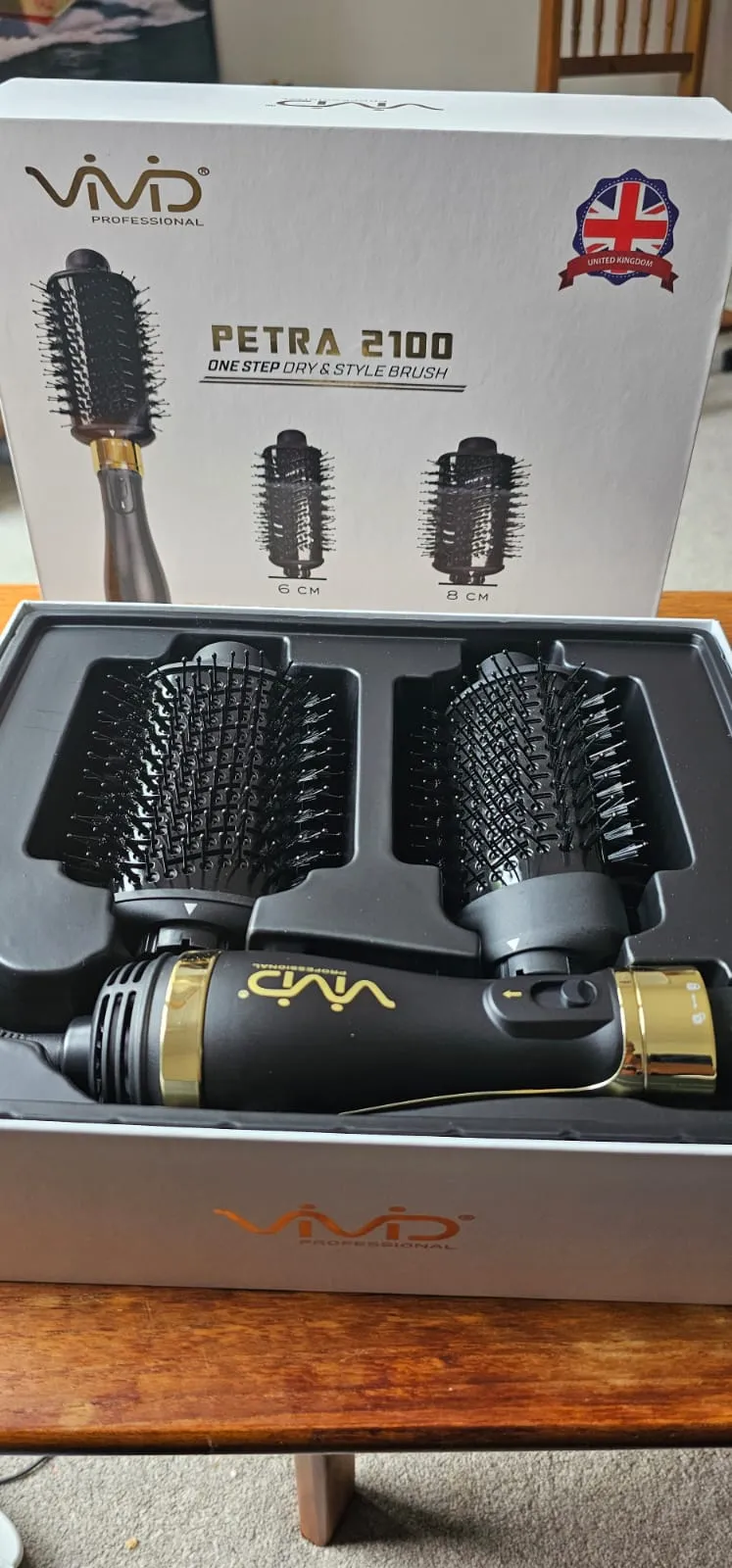VIVID Professional Blow-dry Hot Air Heated Volumizer Hairdryer Brush,3 Adjustable Temperature,2 unique oval Brush Heads for mid to long hair, Anti-frizz Ceramic Barrel for Fast Drying and Styling.
