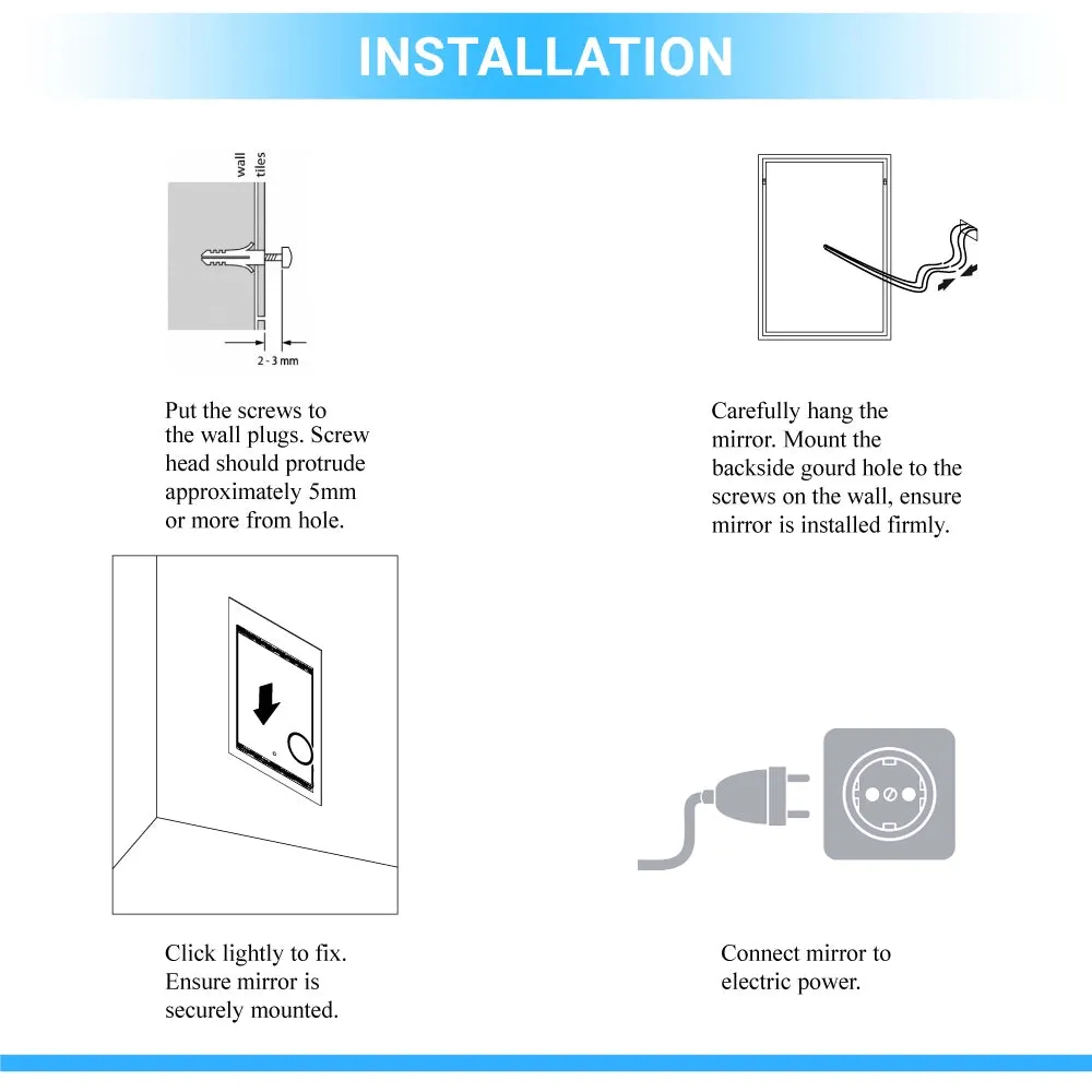 Wall Mounted LED Mirror Medicine Cabinets with On/Off Switch, Double Sided bathroom mirror cabinet
