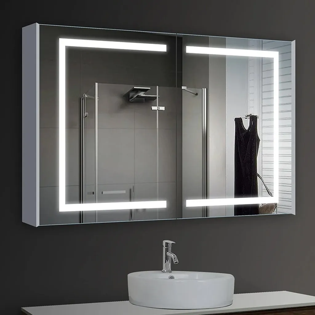 Wall Mounted LED Mirror Medicine Cabinets with On/Off Switch, Double Sided bathroom mirror cabinet