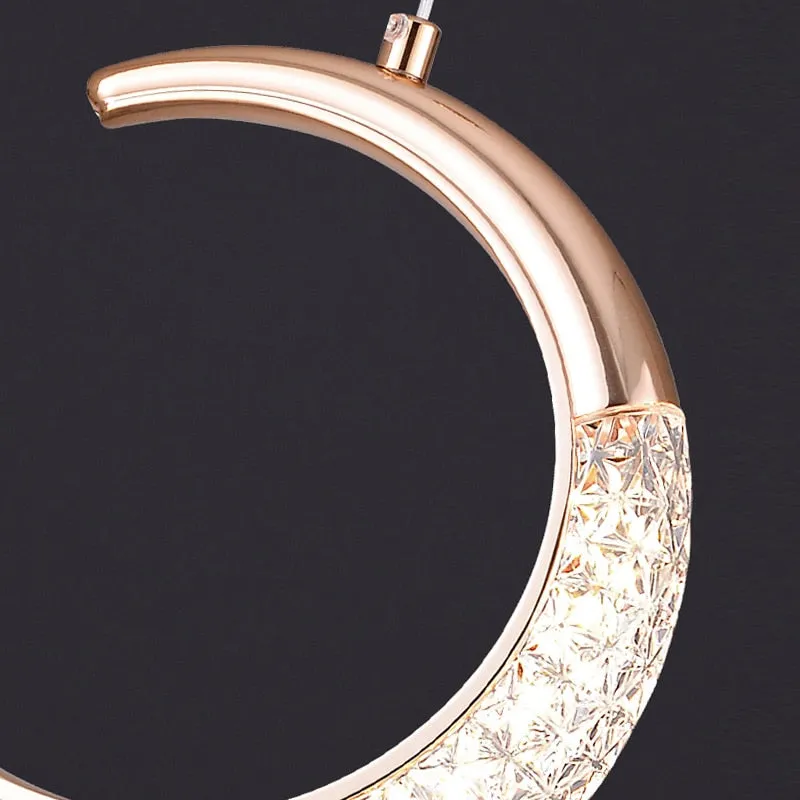 YLK Half-moon design led chandelier for staircase modern gold