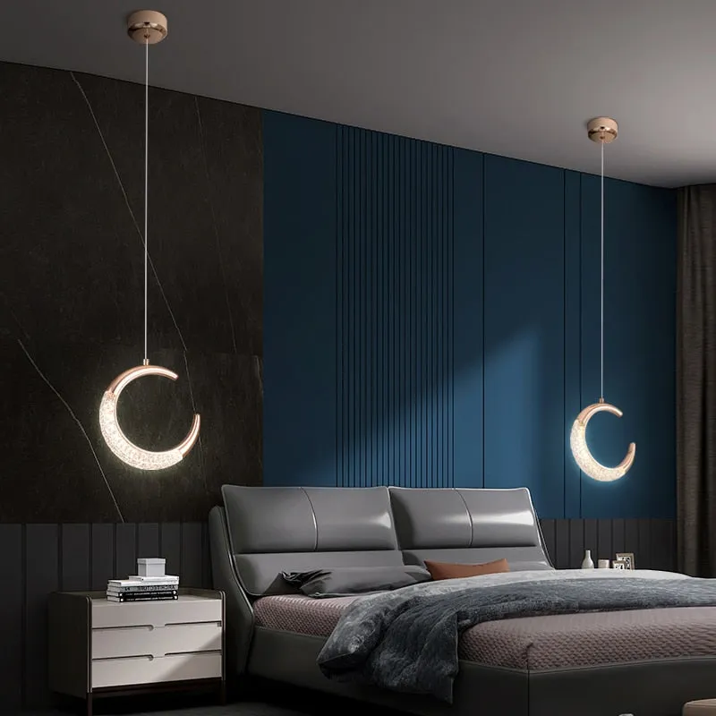 YLK Half-moon design led chandelier for staircase modern gold