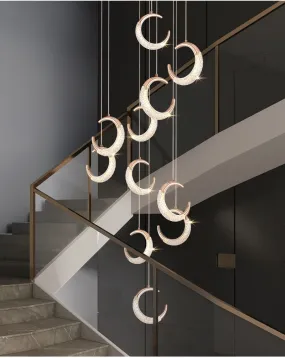 YLK Half-moon design led chandelier for staircase modern gold