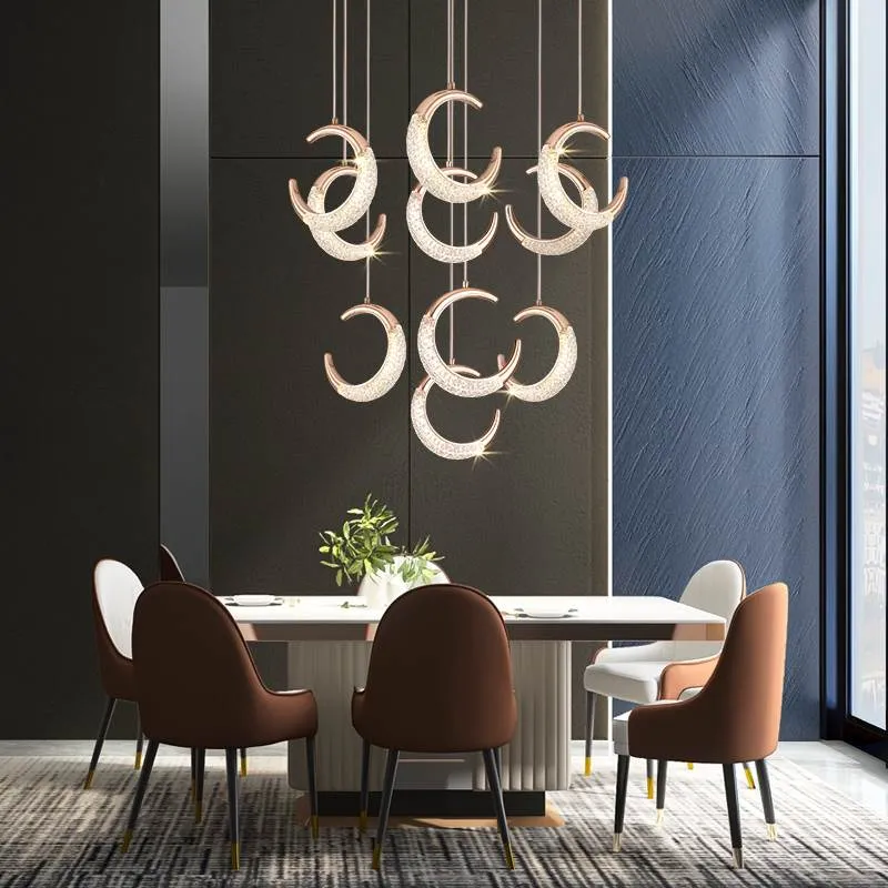 YLK Half-moon design led chandelier for staircase modern gold