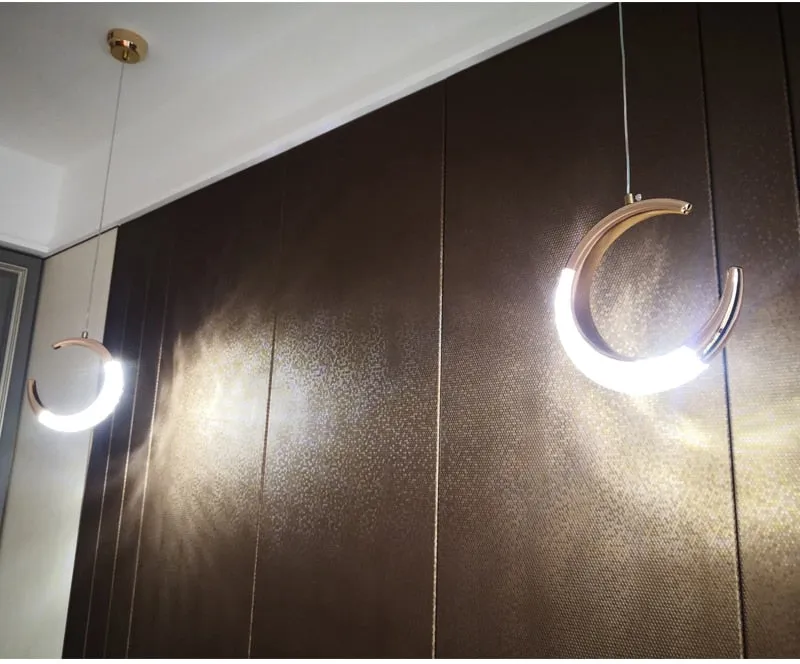 YLK Half-moon design led chandelier for staircase modern gold