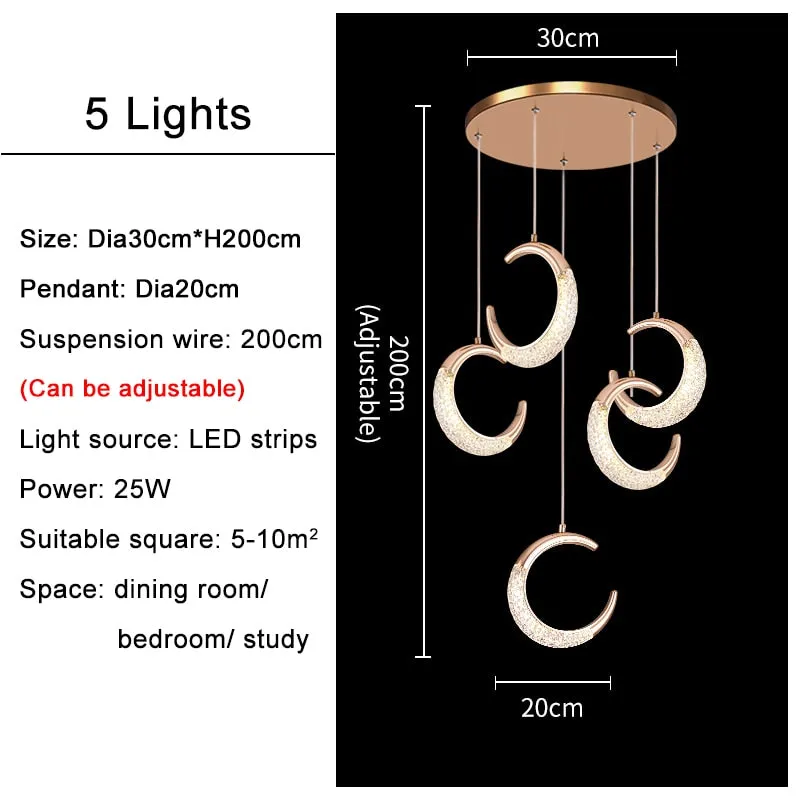 YLK Half-moon design led chandelier for staircase modern gold