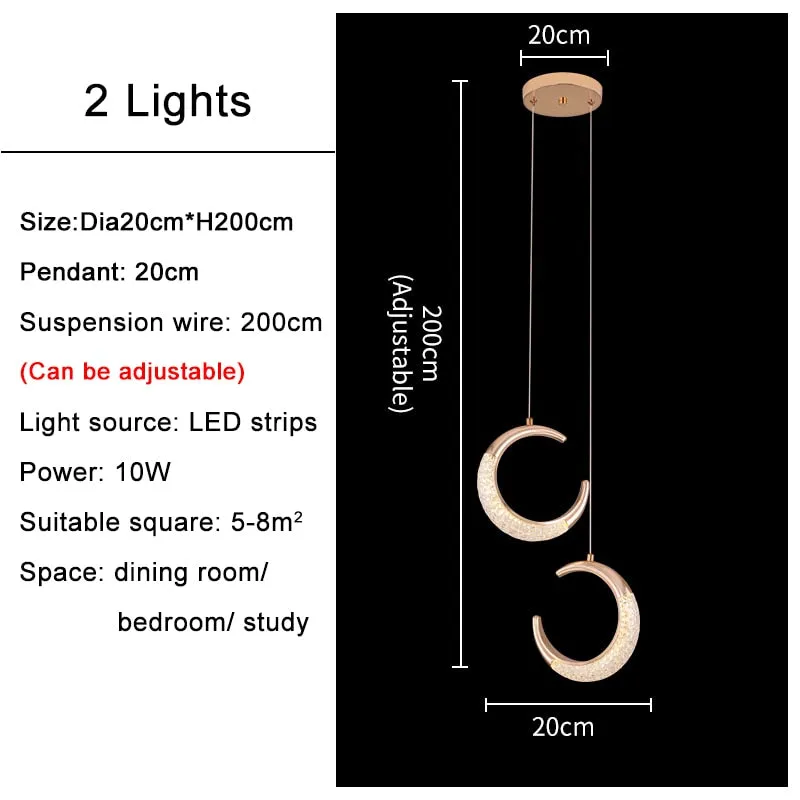 YLK Half-moon design led chandelier for staircase modern gold