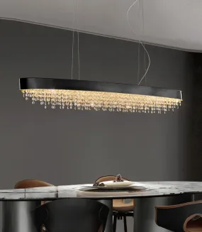 YLK Yasmine Luxury modern crystal chandelier oval design hanging brushed gold kitchen island